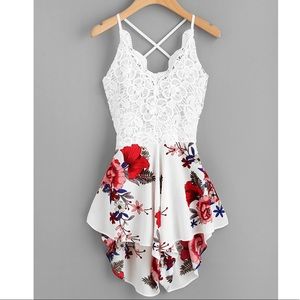 Bow Tie back Floral Romper